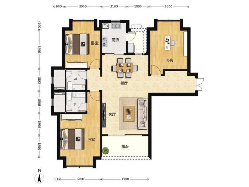 3室2厅2卫 住宅 在售户型图