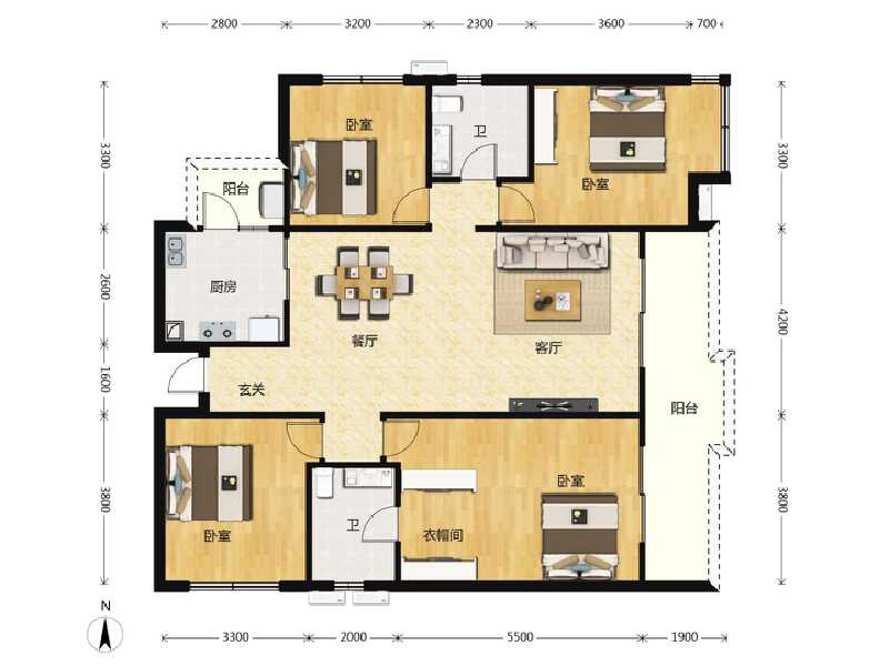 4室2厅2卫 住宅 售罄户型图
