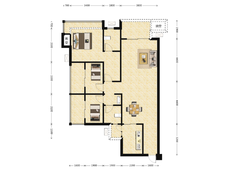 3室2厅2卫 住宅 售罄户型图