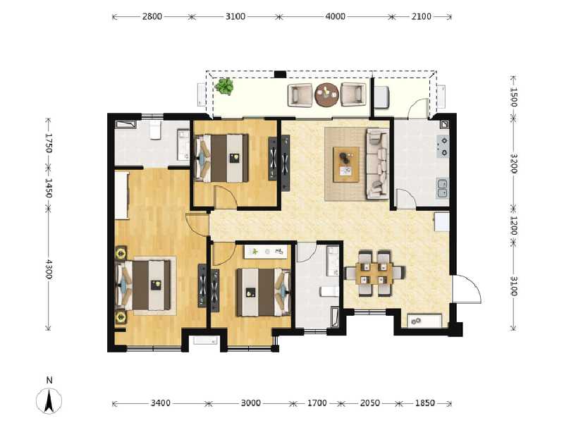 3室2厅2卫 住宅 在售户型图