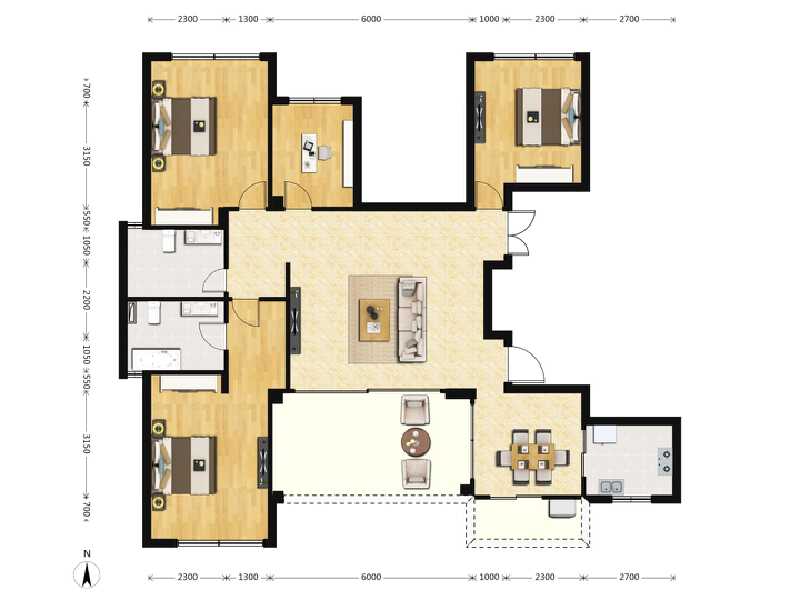 4室2厅2卫 住宅 在售户型图