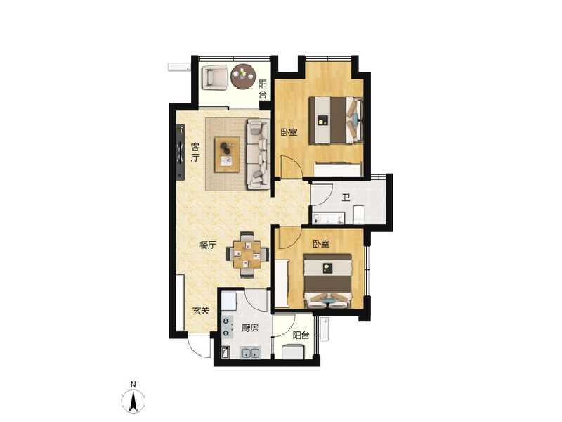 2室1厅1卫 住宅 售罄户型图