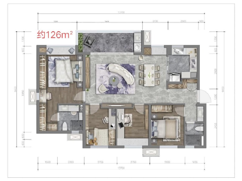 3室2厅2卫 住宅 售罄户型图