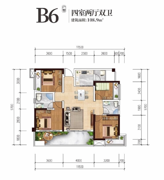 4室2厅2卫 住宅 在售户型图