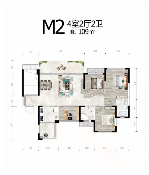 4室2厅2卫 住宅 售罄户型图