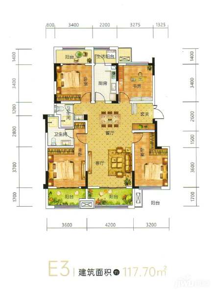 3室2厅2卫 住宅 售罄户型图