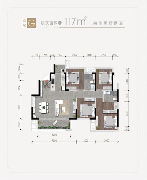 4室2厅2卫 住宅 在售户型图