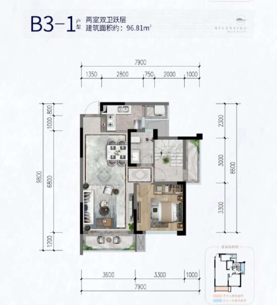 2室2厅2卫 住宅 在售户型图