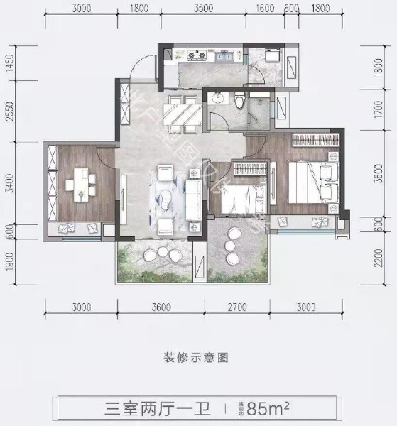 3室2厅1卫 住宅 售罄户型图