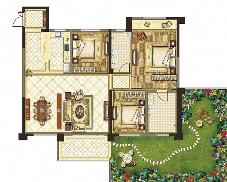 3室2厅2卫 住宅 售罄户型图