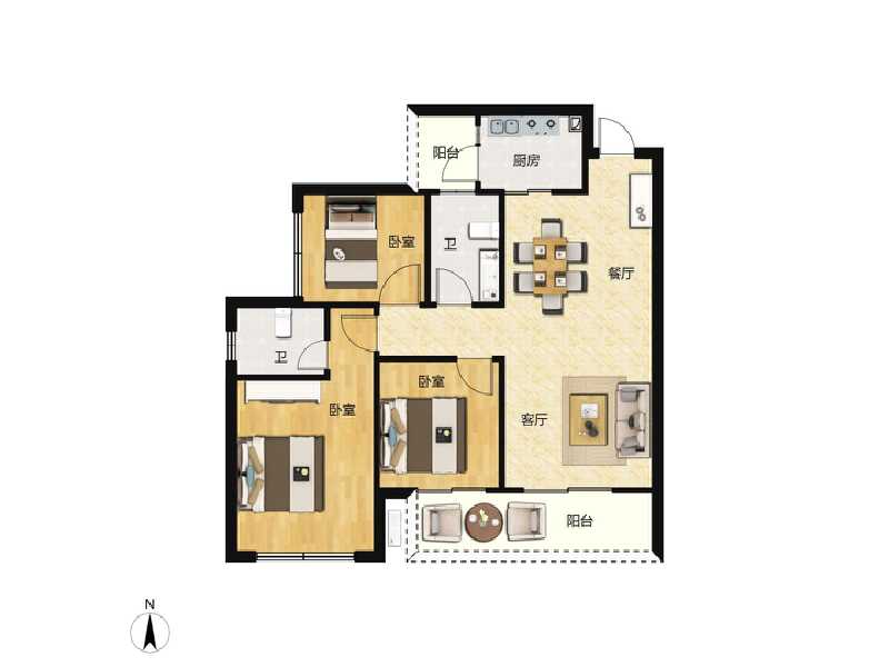 3室2厅2卫 住宅 售罄户型图