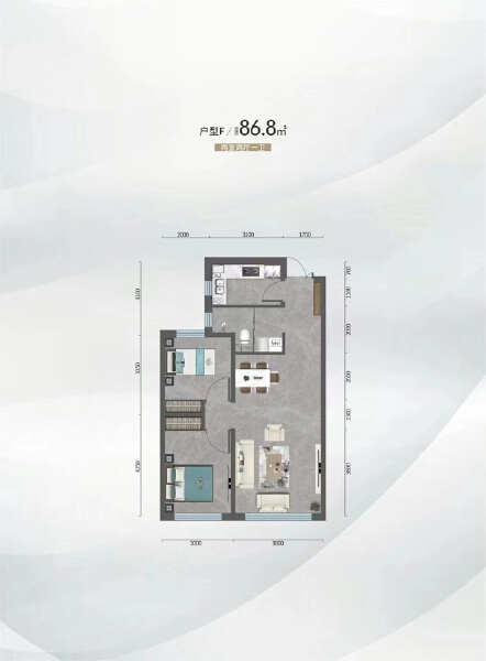 2室2厅1卫 住宅 在售户型图
