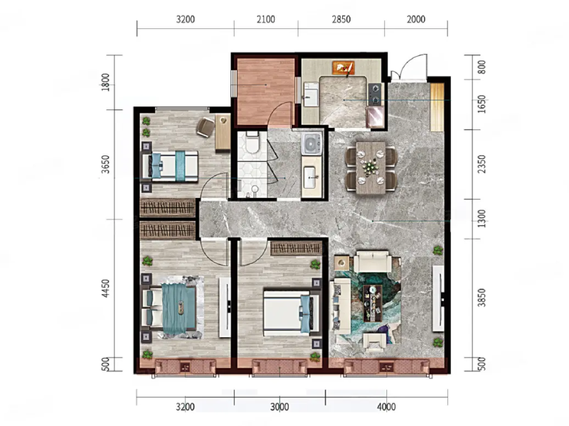 3室2厅1卫 住宅 在售户型图