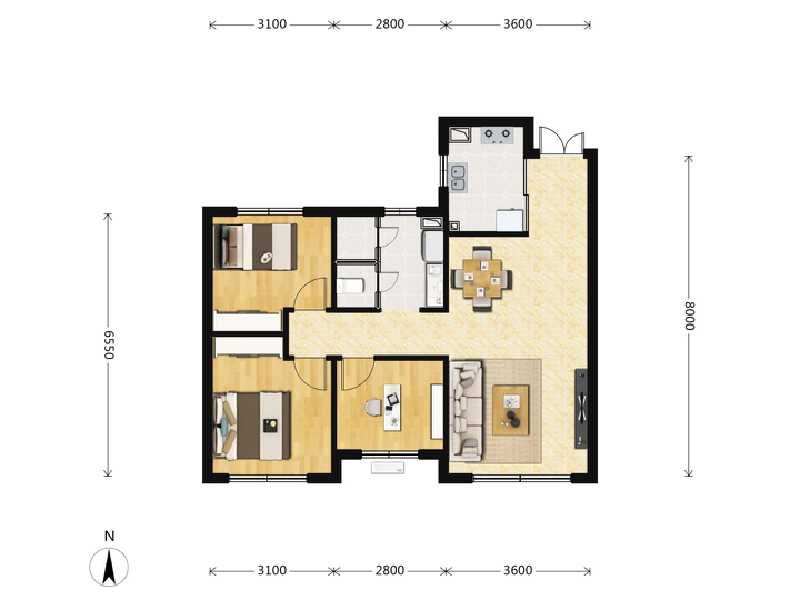 3室2厅1卫 住宅 在售户型图