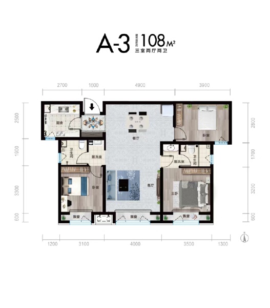 3室2厅2卫 住宅 在售户型图