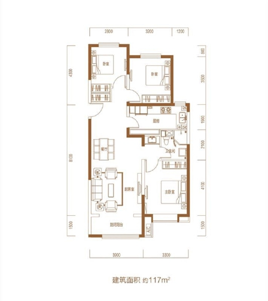 3室2厅1卫 住宅 在售户型图