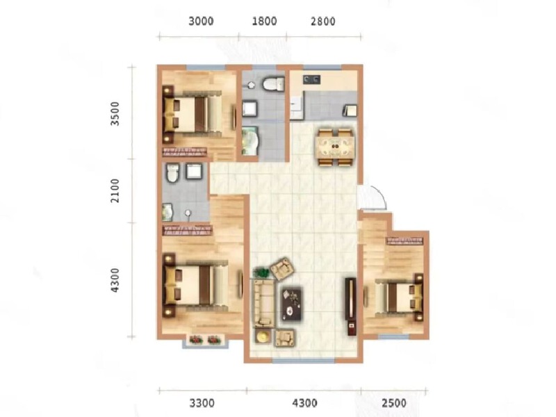 3室2厅2卫 住宅 在售户型图