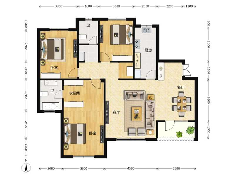 3室2厅2卫 住宅 在售户型图