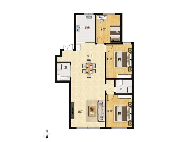 3室2厅2卫 住宅 在售户型图