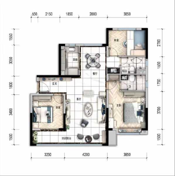 3室2厅2卫 住宅 在售户型图