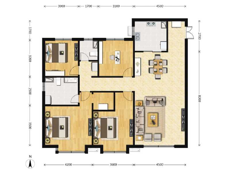 4室2厅2卫 住宅 在售户型图
