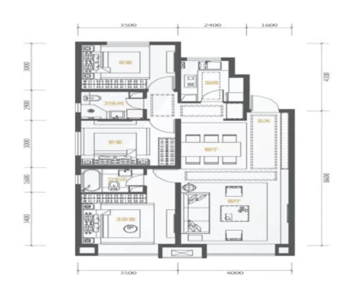 3室2厅2卫 住宅 售罄户型图