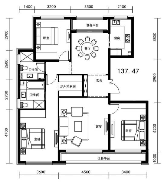 3室2厅1卫 住宅 在售户型图