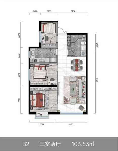 3室2厅1卫 住宅 在售户型图