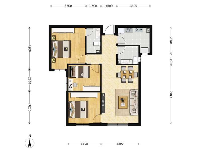 3室2厅2卫 住宅 在售户型图