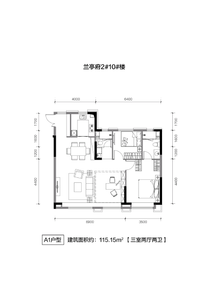 3室2厅2卫 住宅 在售户型图