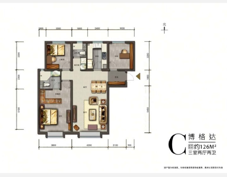 3室2厅2卫 住宅 在售户型图