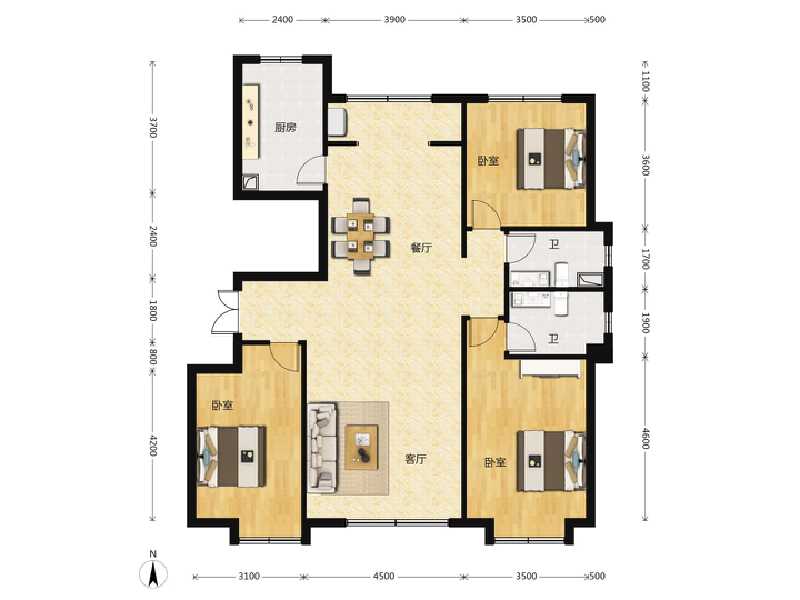 3室2厅2卫 住宅 在售户型图