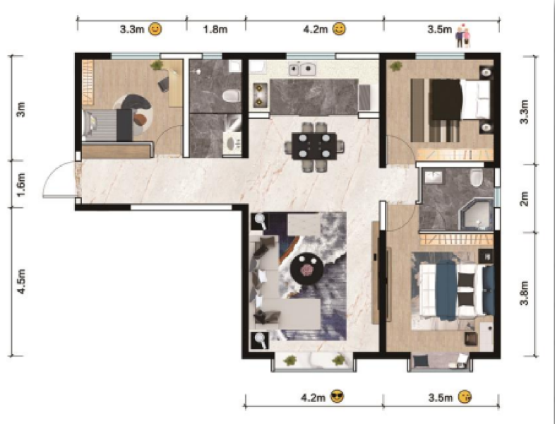 3室2厅2卫 住宅 在售户型图