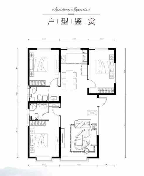 3室2厅2卫 住宅 在售户型图