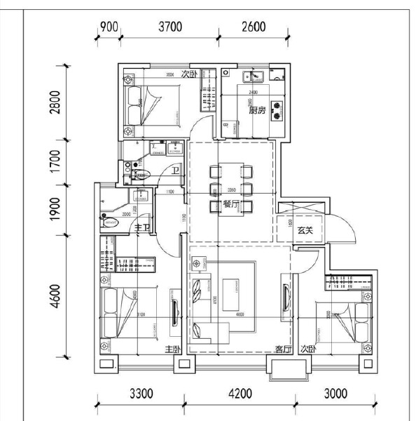 3室2厅2卫 住宅 售罄户型图