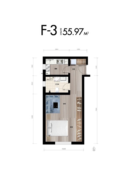 1室1厅1卫 住宅 在售户型图
