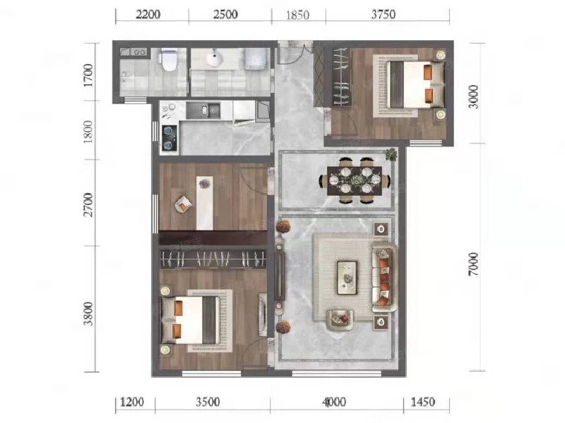3室2厅1卫 住宅 在售户型图