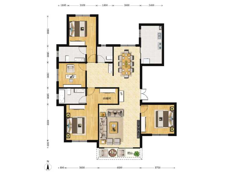 4室2厅3卫 住宅 在售户型图