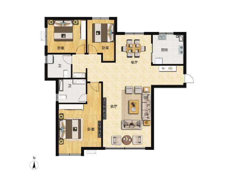 3室2厅2卫 住宅 售罄户型图