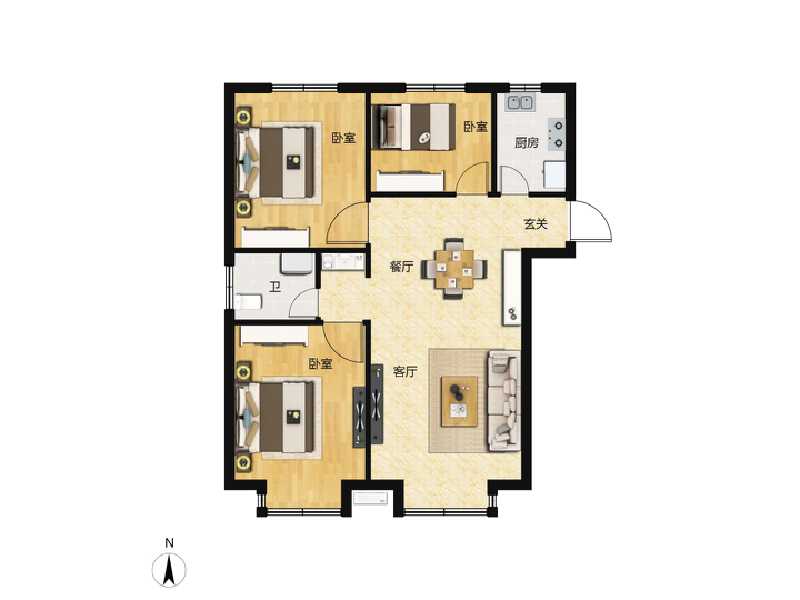 3室2厅1卫 住宅 售罄户型图