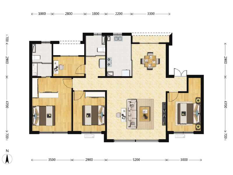 4室2厅2卫 住宅 在售户型图