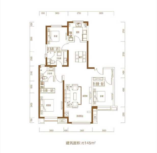 3室2厅2卫 住宅 在售户型图