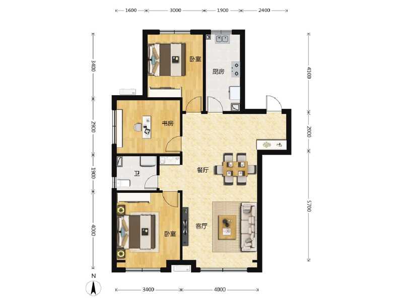 3室2厅1卫 住宅 在售户型图