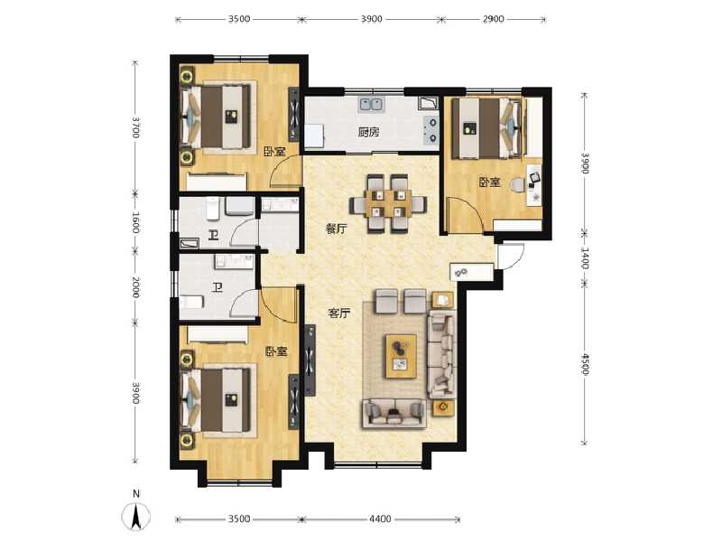 3室2厅2卫 住宅 在售户型图