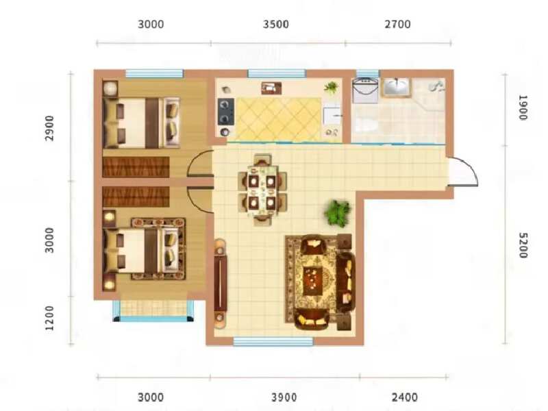 2室2厅1卫 住宅 售罄户型图