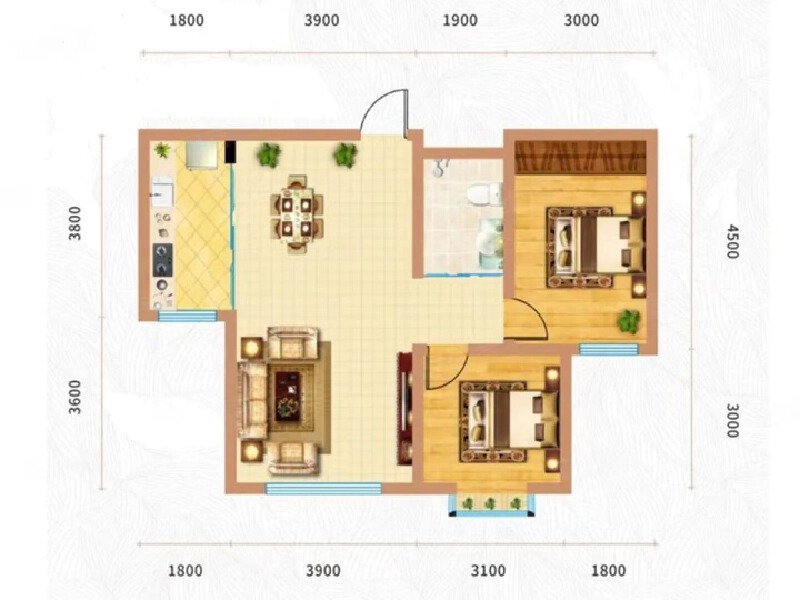 2室2厅1卫 住宅 售罄户型图