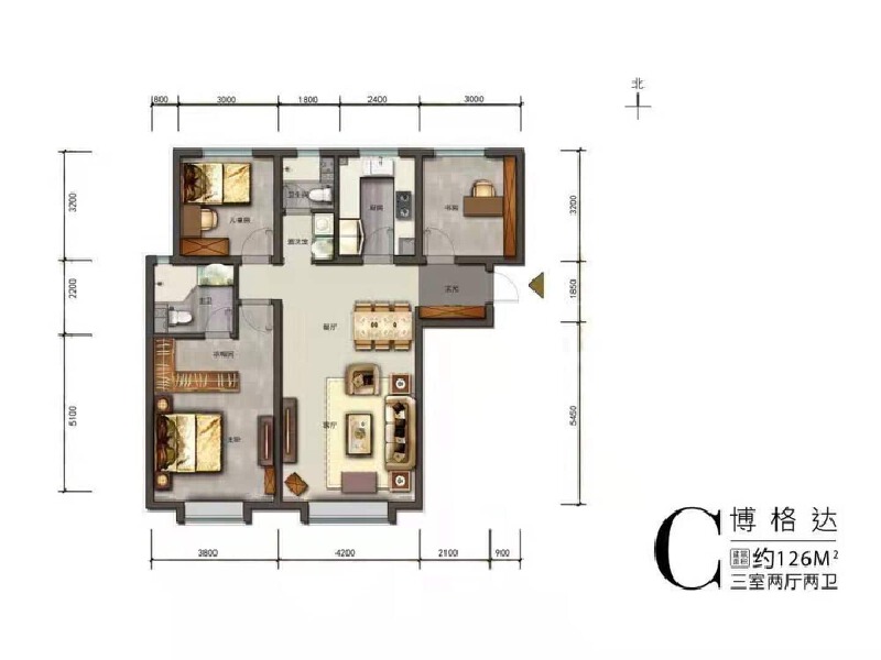 3室2厅2卫 住宅 在售户型图