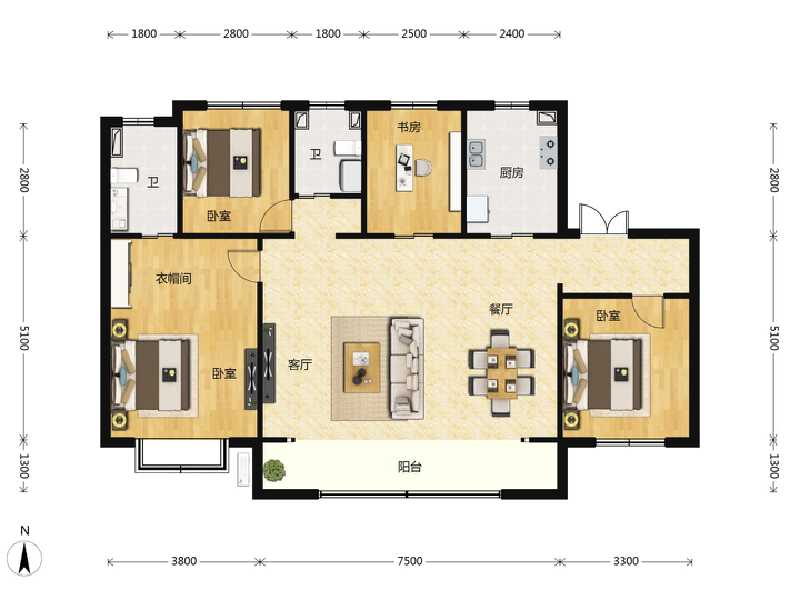 4室2厅2卫 住宅 在售户型图