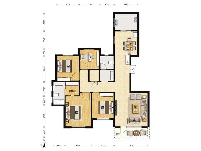 4室2厅2卫 住宅 在售户型图