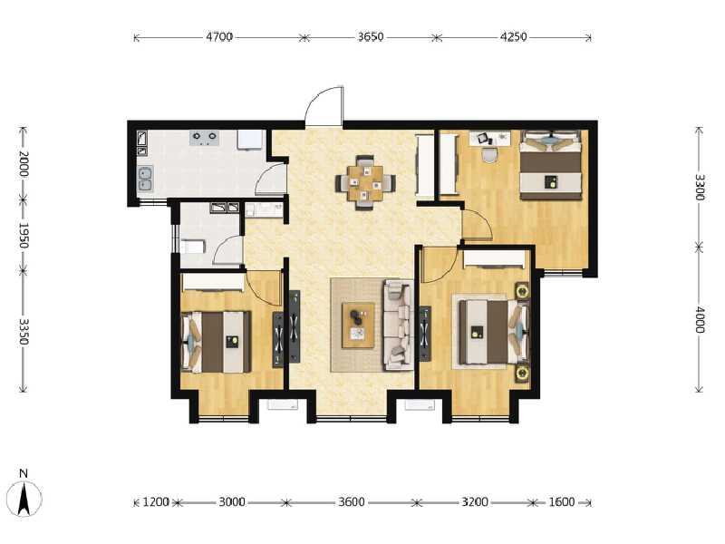 3室2厅1卫 住宅 售罄户型图